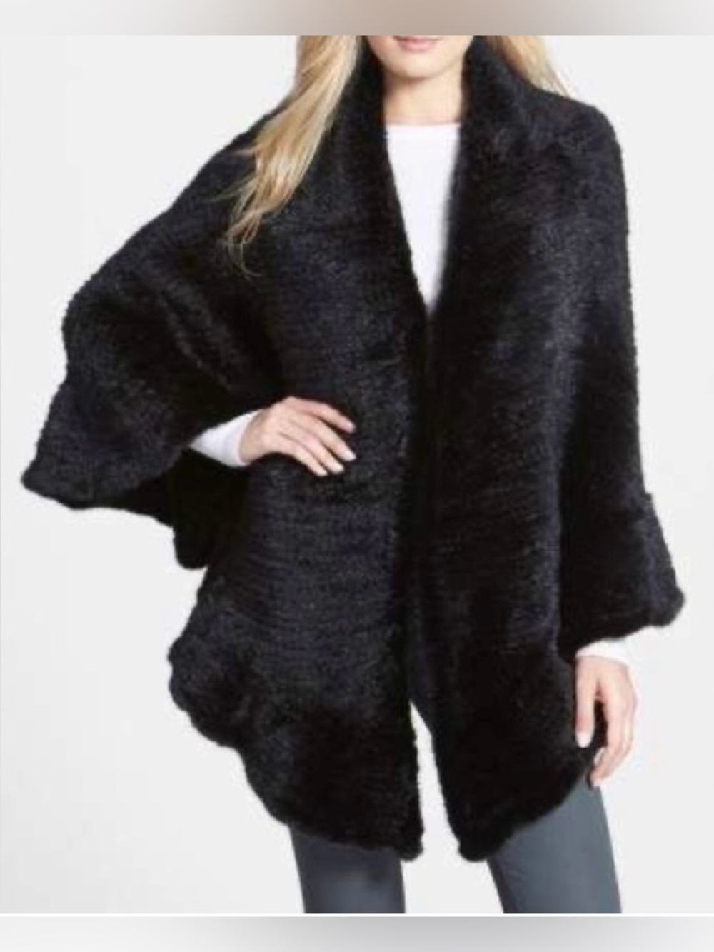 NWT Belle Fare Knotted Real Mink Cape